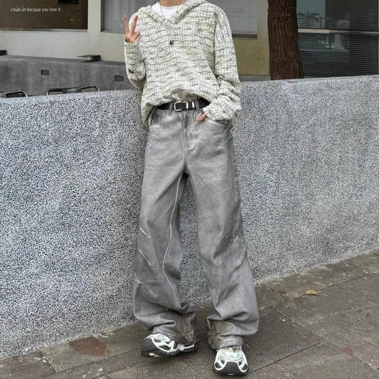 OT Washed Wide-Leg Denim Trousers