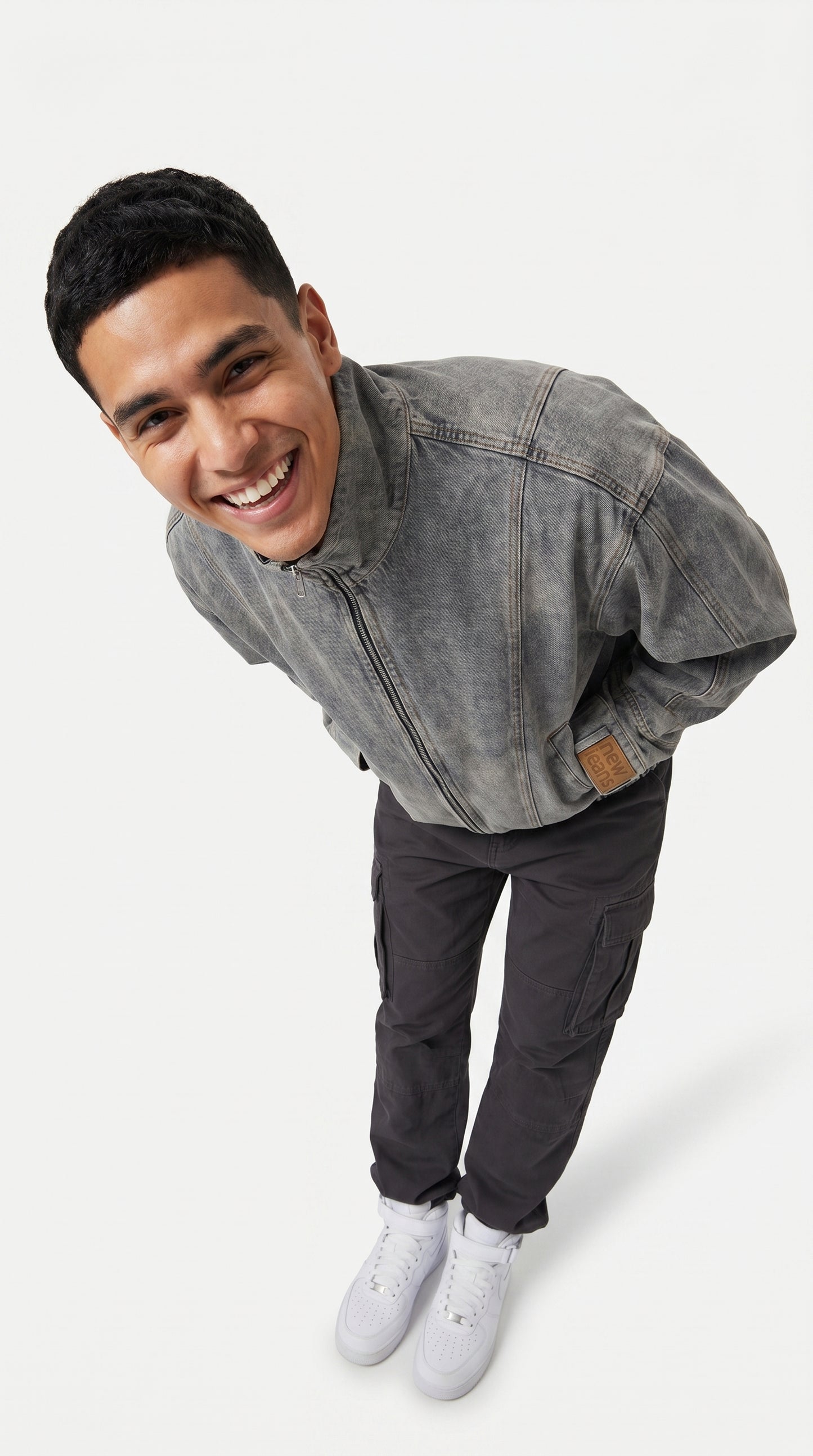 OT Oversized Washed Denim Jacket | Vintage Zip-Up Streetwear