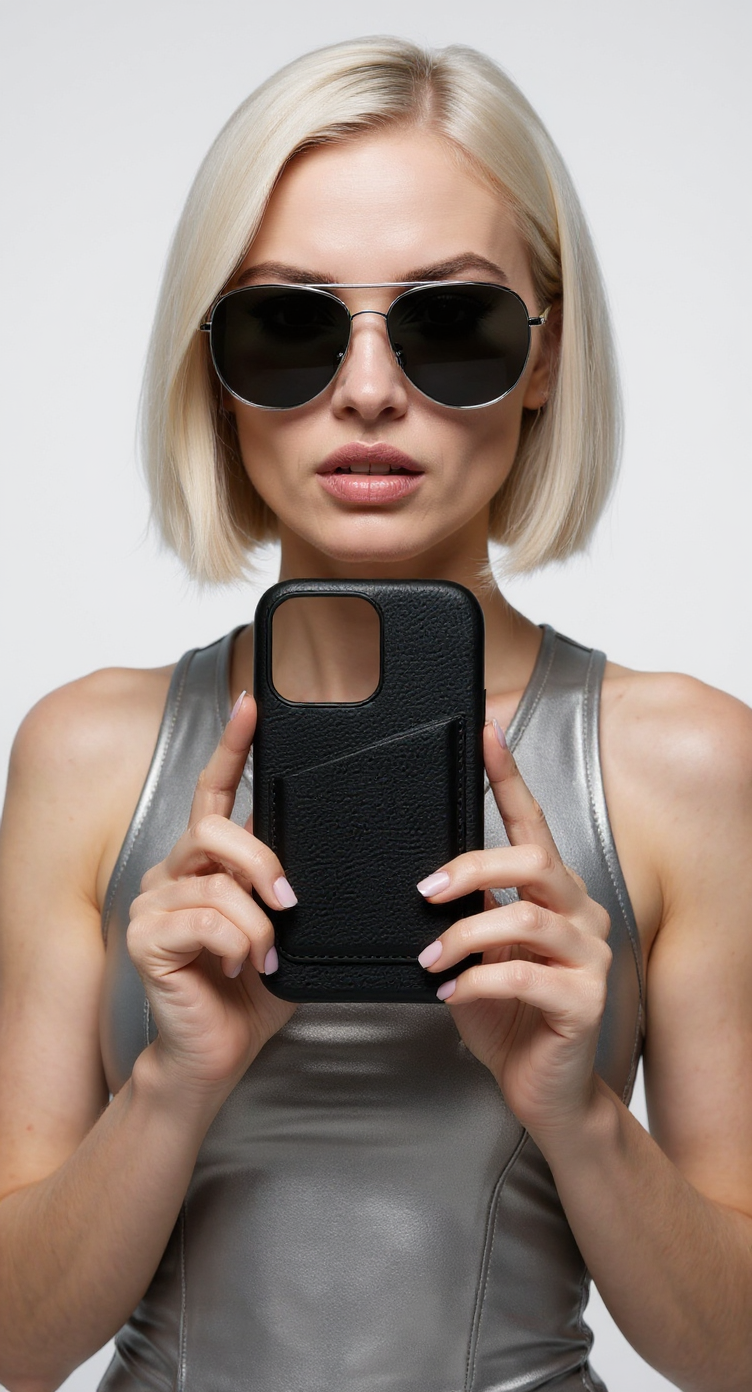 black leather wallet case