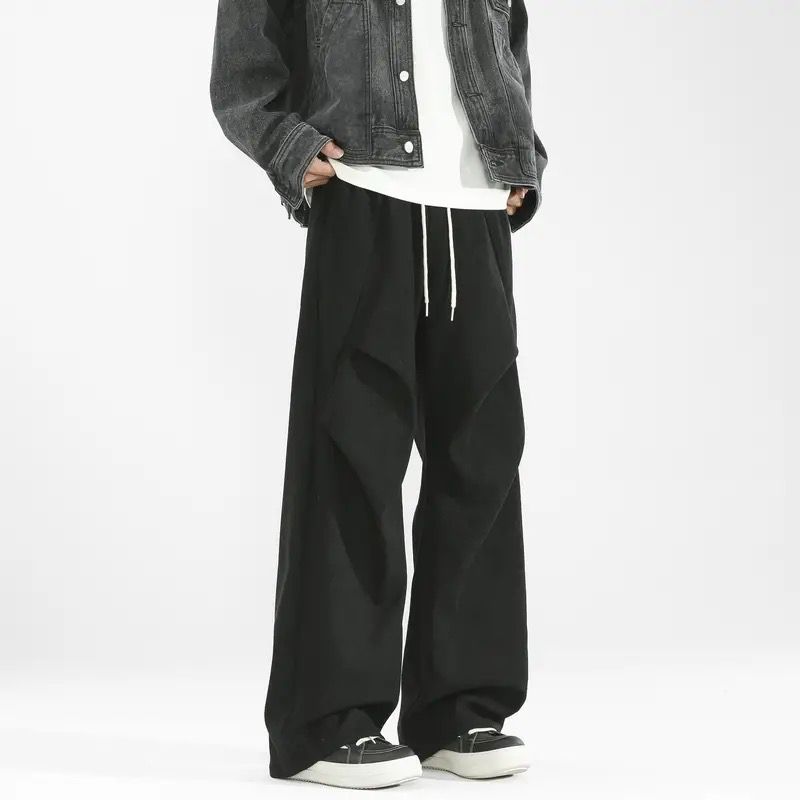 OT Wide-Leg Drawstring Trousers — Brown